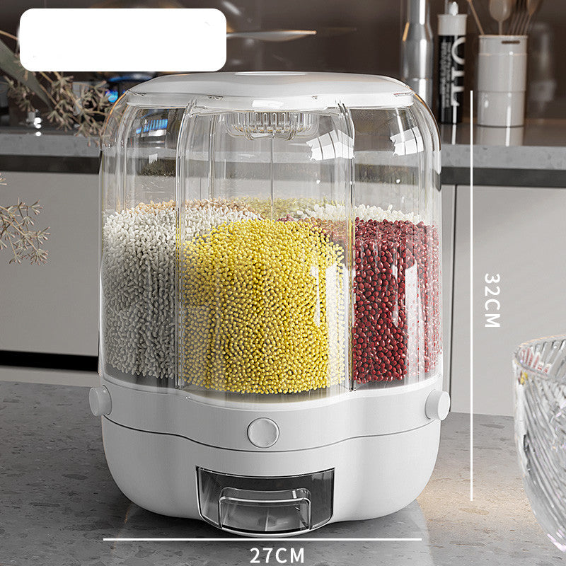 360° Rotating Grain Storage Container – Airtight Kitchen Dispenser for Rice, Cereal & Dry Goods
