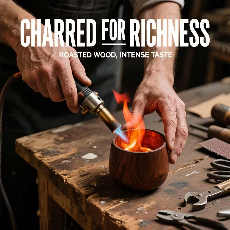 Burnt Wood Bourbon Whiskey Glass, Vintage Style, Ideal Gift For Men - Classic Vintage Style