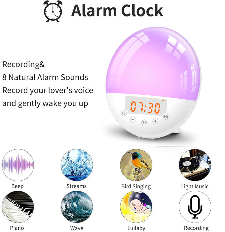 Wi-Fi Voice-Control Sunrise Wake-Up Light Alarm Clock – Smart Natural Light Simulation with App, FM Radio & Sleep Aid Features
