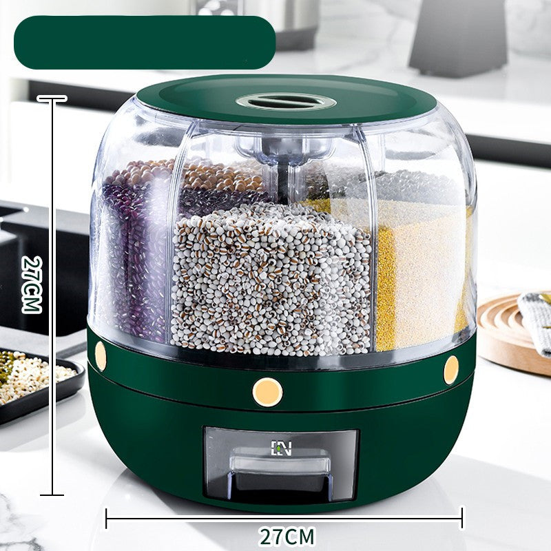 360° Rotating Grain Storage Container – Airtight Kitchen Dispenser for Rice, Cereal & Dry Goods
