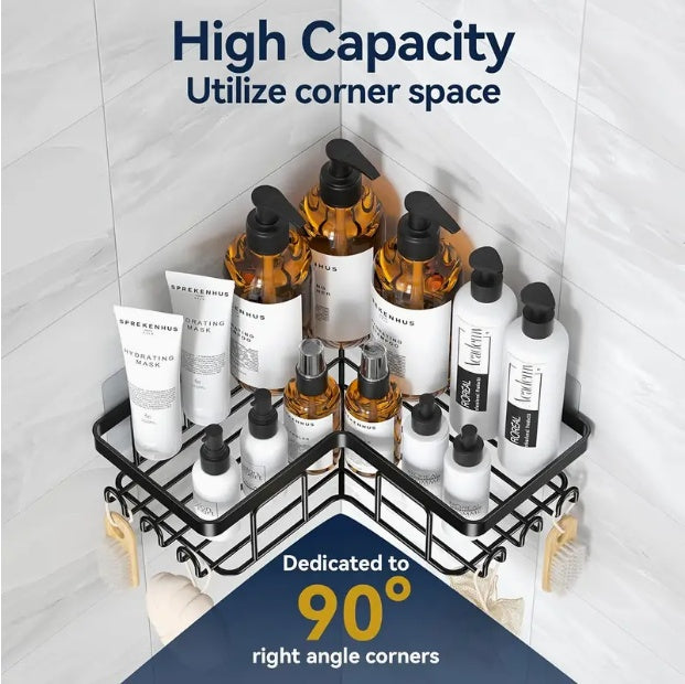 AquaEdge™ Metal Bathroom Corner Shelf – Sleek Storage for Modern Spaces