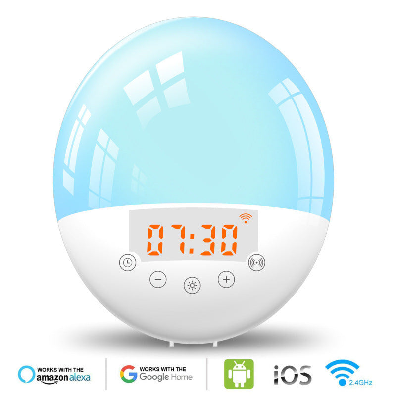 Wi-Fi Voice-Control Sunrise Wake-Up Light Alarm Clock – Smart Natural Light Simulation with App, FM Radio & Sleep Aid Features