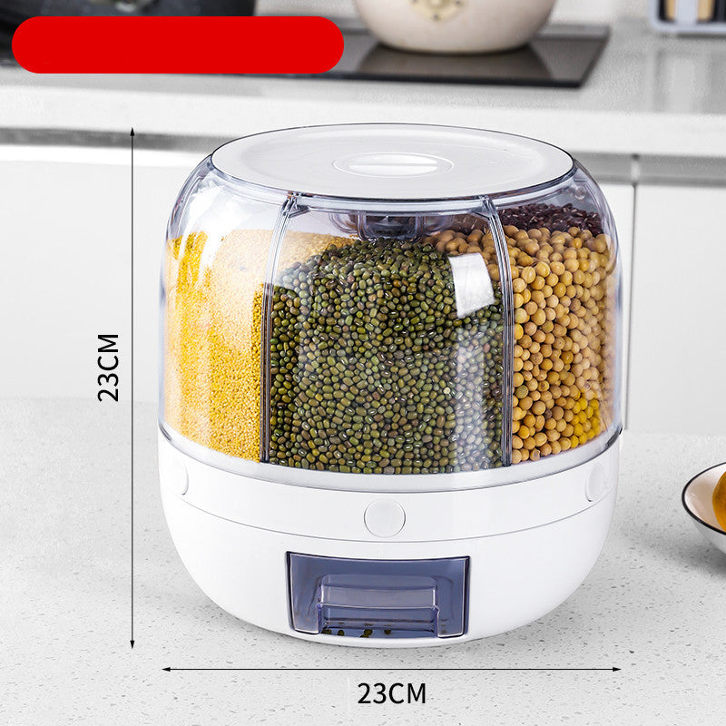 360° Rotating Grain Storage Container – Airtight Kitchen Dispenser for Rice, Cereal & Dry Goods