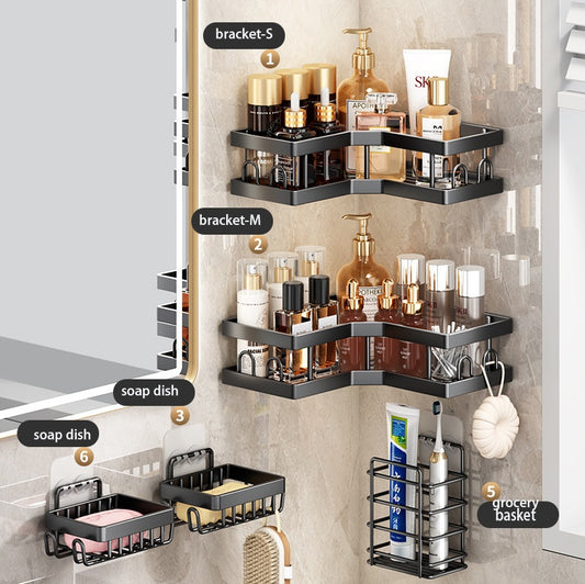 AquaEdge™ Metal Bathroom Corner Shelf – Sleek Storage for Modern Spaces