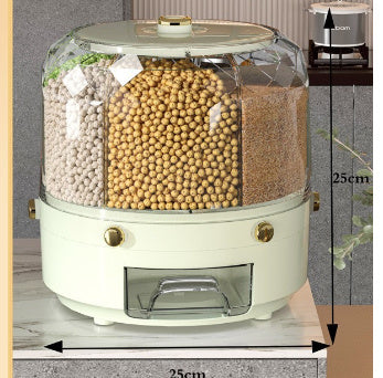 360° Rotating Grain Storage Container – Airtight Kitchen Dispenser for Rice, Cereal & Dry Goods
