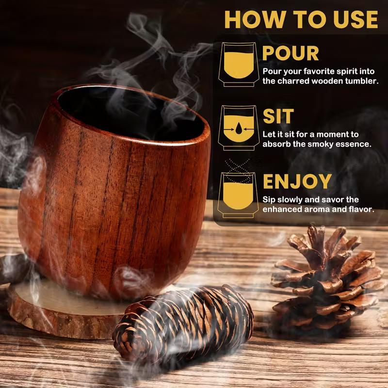 Burnt Wood Bourbon Whiskey Glass, Vintage Style, Ideal Gift For Men - Classic Vintage Style