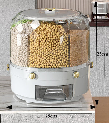 360° Rotating Grain Storage Container – Airtight Kitchen Dispenser for Rice, Cereal & Dry Goods