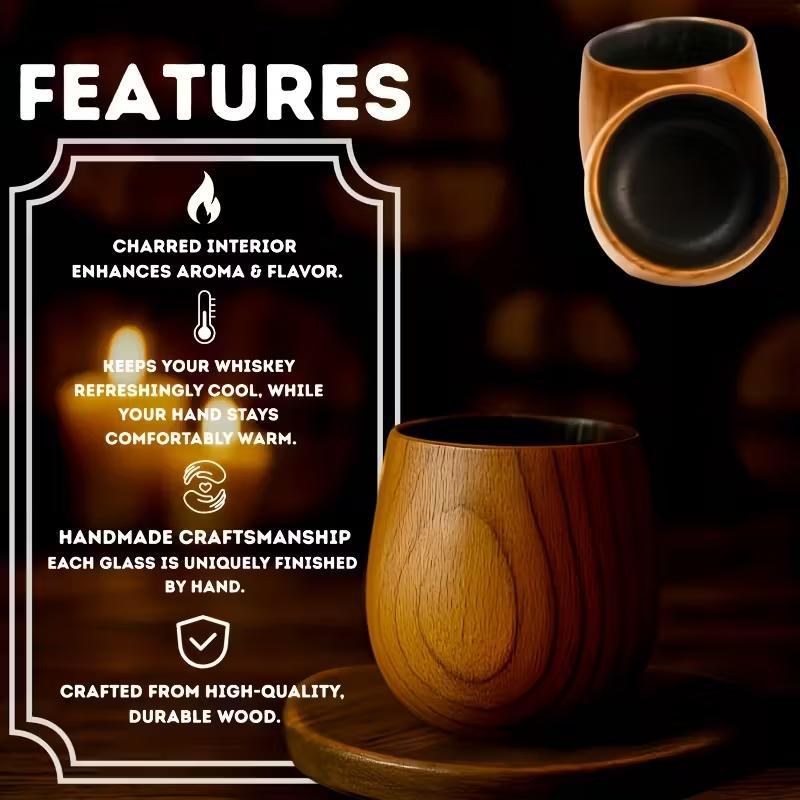 Burnt Wood Bourbon Whiskey Glass, Vintage Style, Ideal Gift For Men - Classic Vintage Style