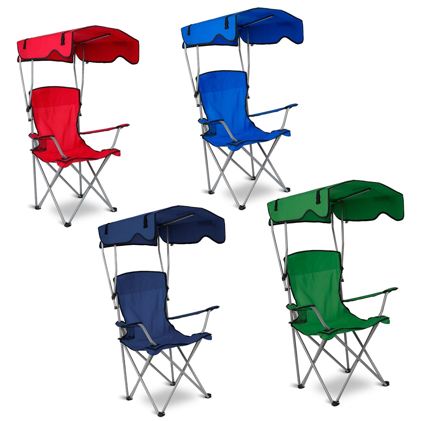 1Pc Foldable Camping Chair With Canopy Cup Holder 330LBS Max Load Folded As A Carry Bag Fedex Shipping
